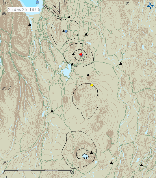 Kort með staðsetningum jarðskjálfta